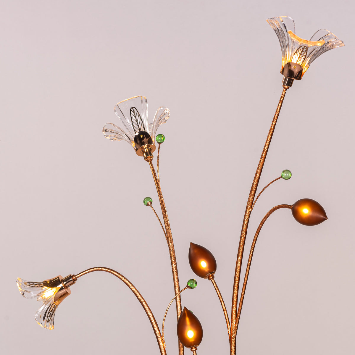 Harubana Whisper (Rose Gold, Clear Amber) Textured Glass Floor Lamp