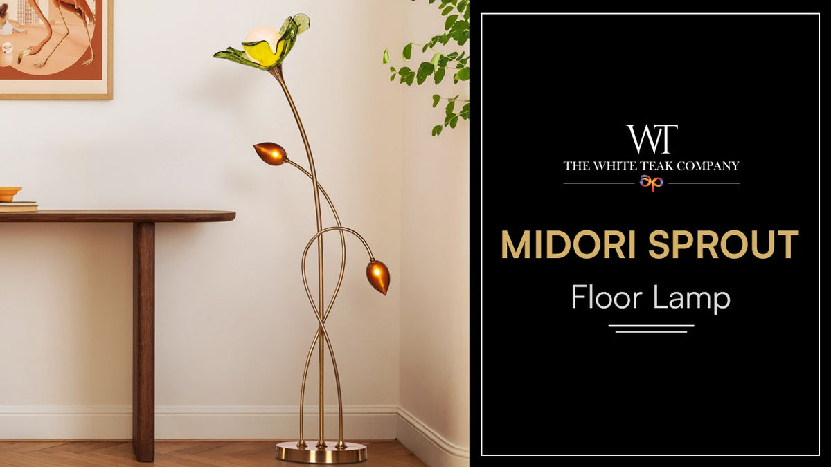 Midori Sprout (Gold, Green & Amber) Tinted Glass Floor Lamp