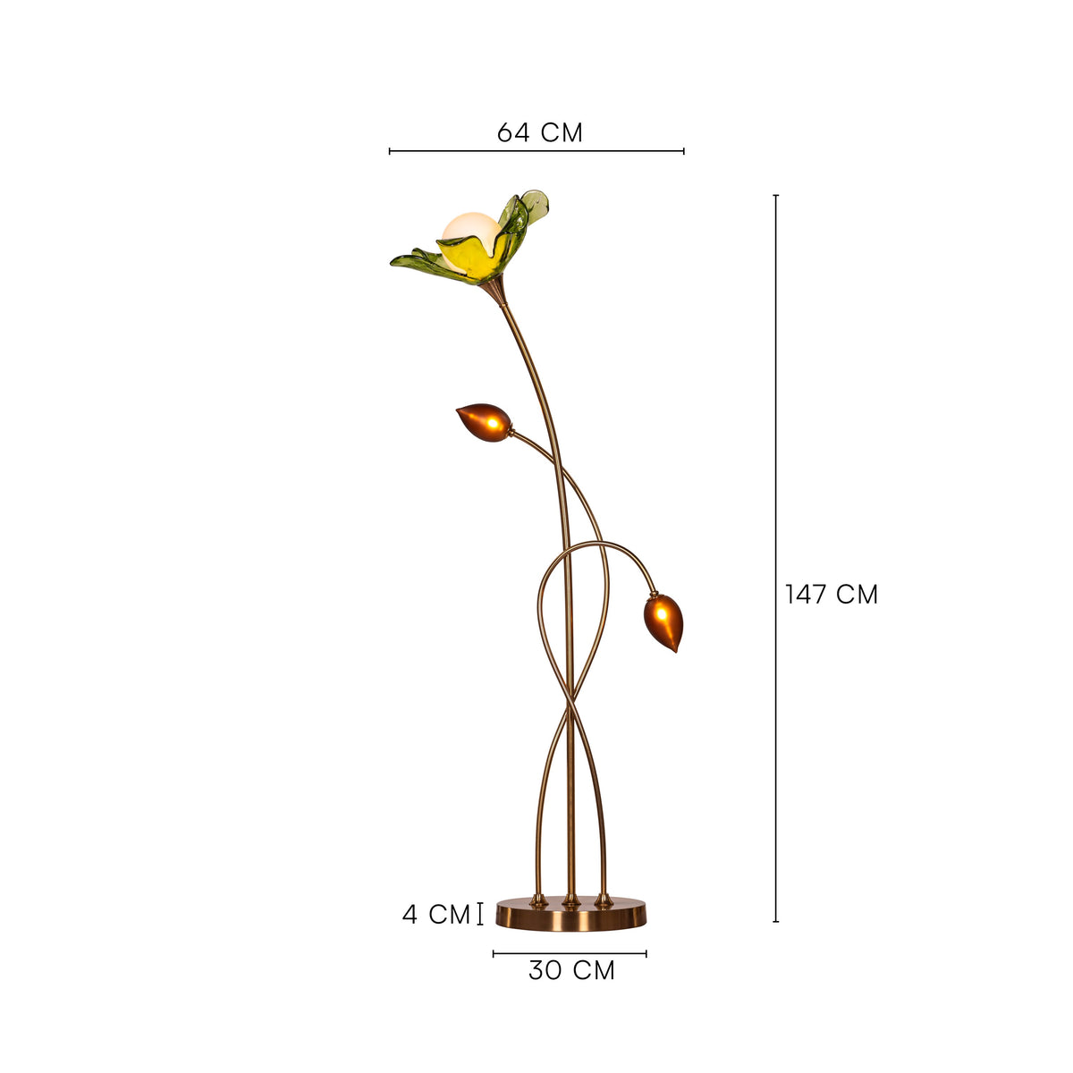 Midori Sprout (Gold, Green & Amber) Tinted Glass Floor Lamp