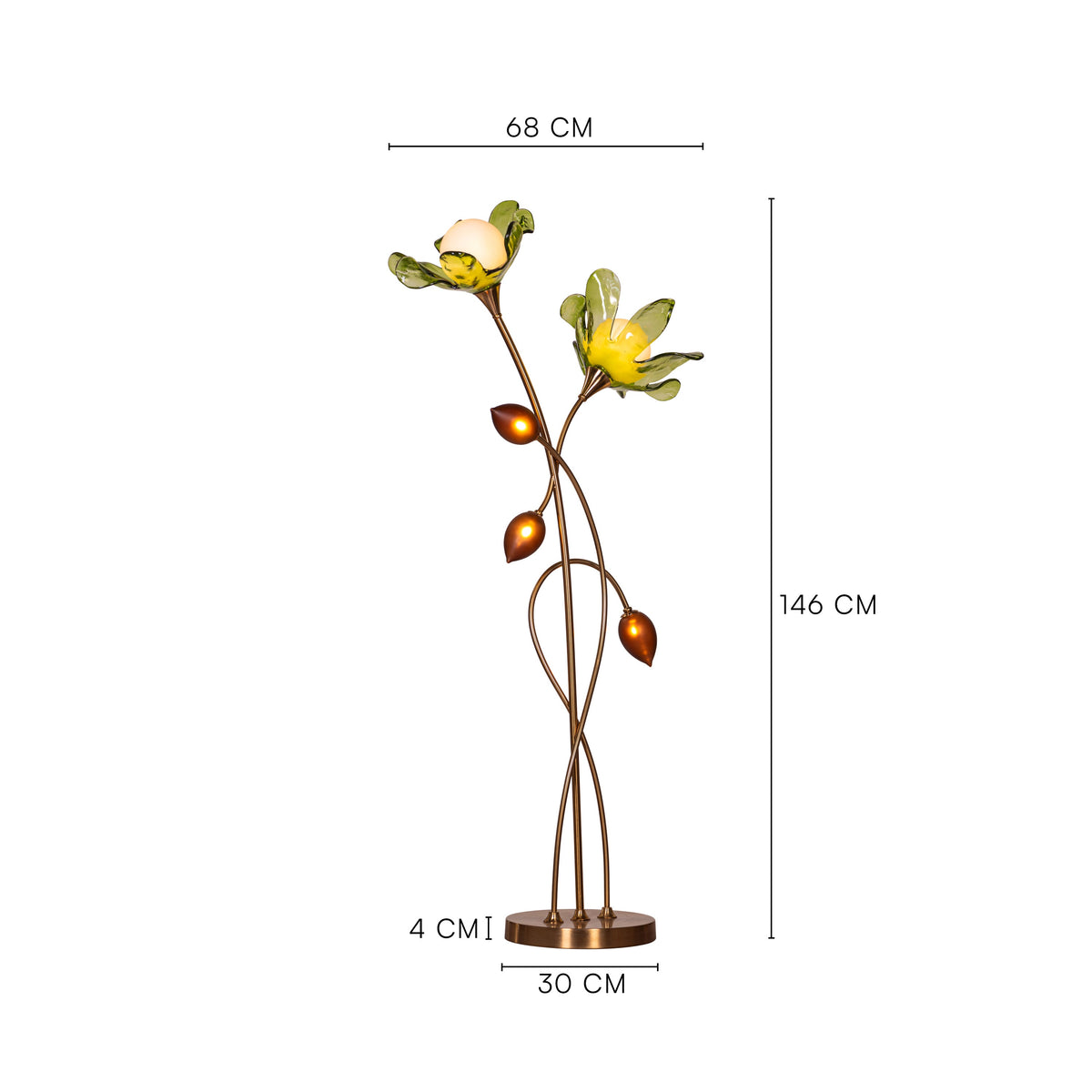 Midori Whisper (Gold, Green & Amber) Tinted Glass Floor Lamp