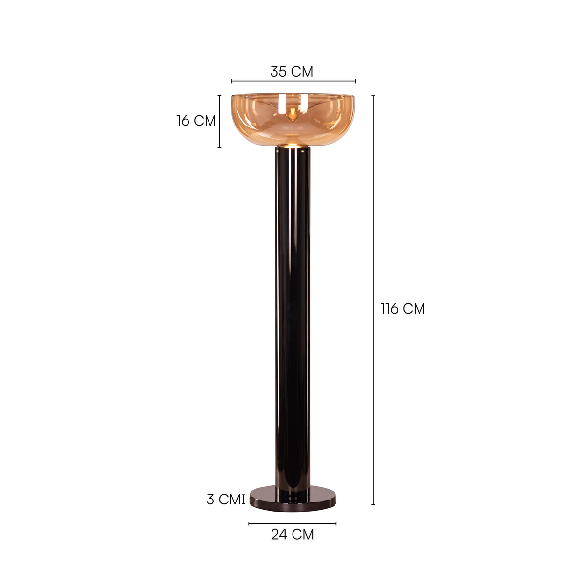 Velvet Morning (Black, Amber) Floor Lamp