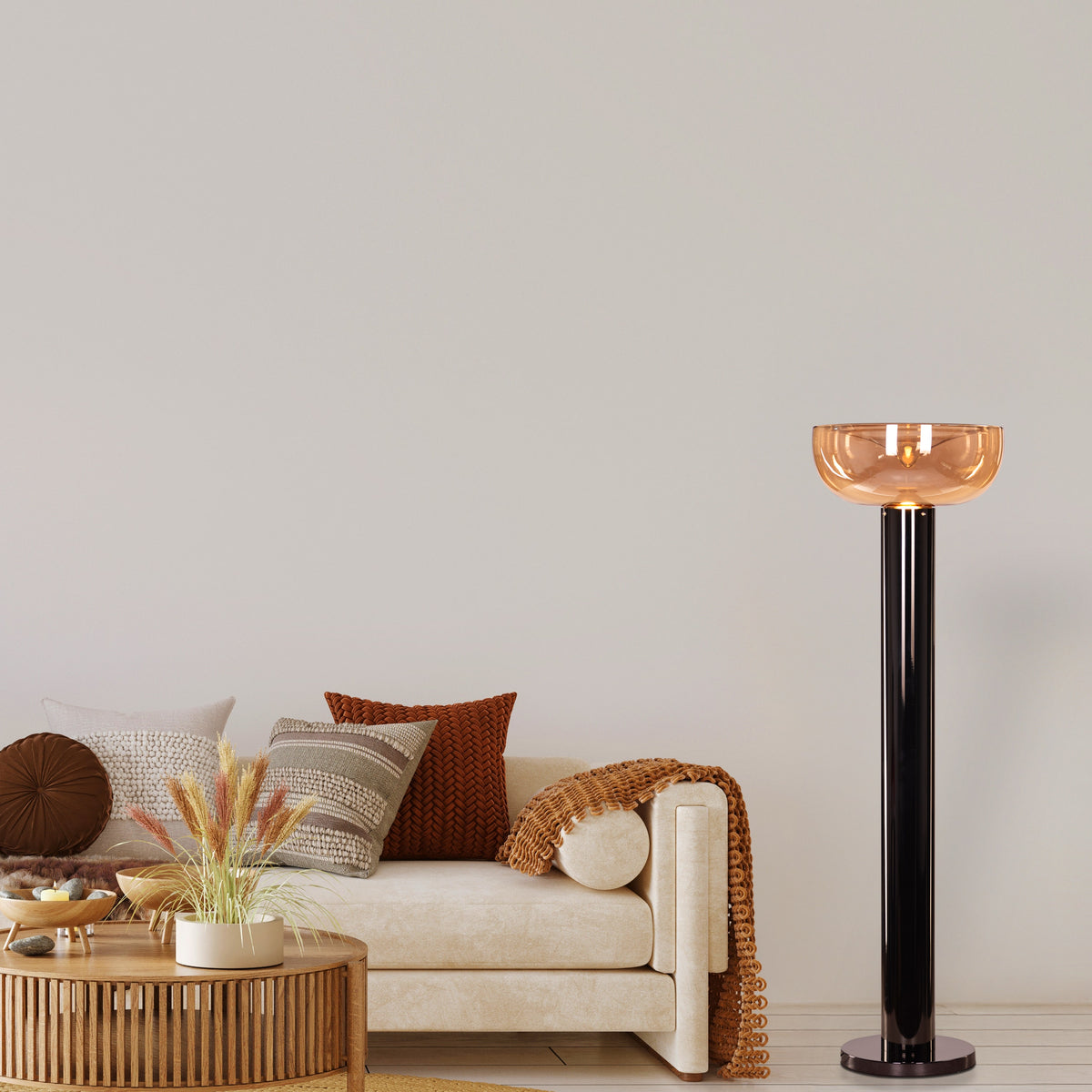 Velvet Morning (Black, Amber) Floor Lamp