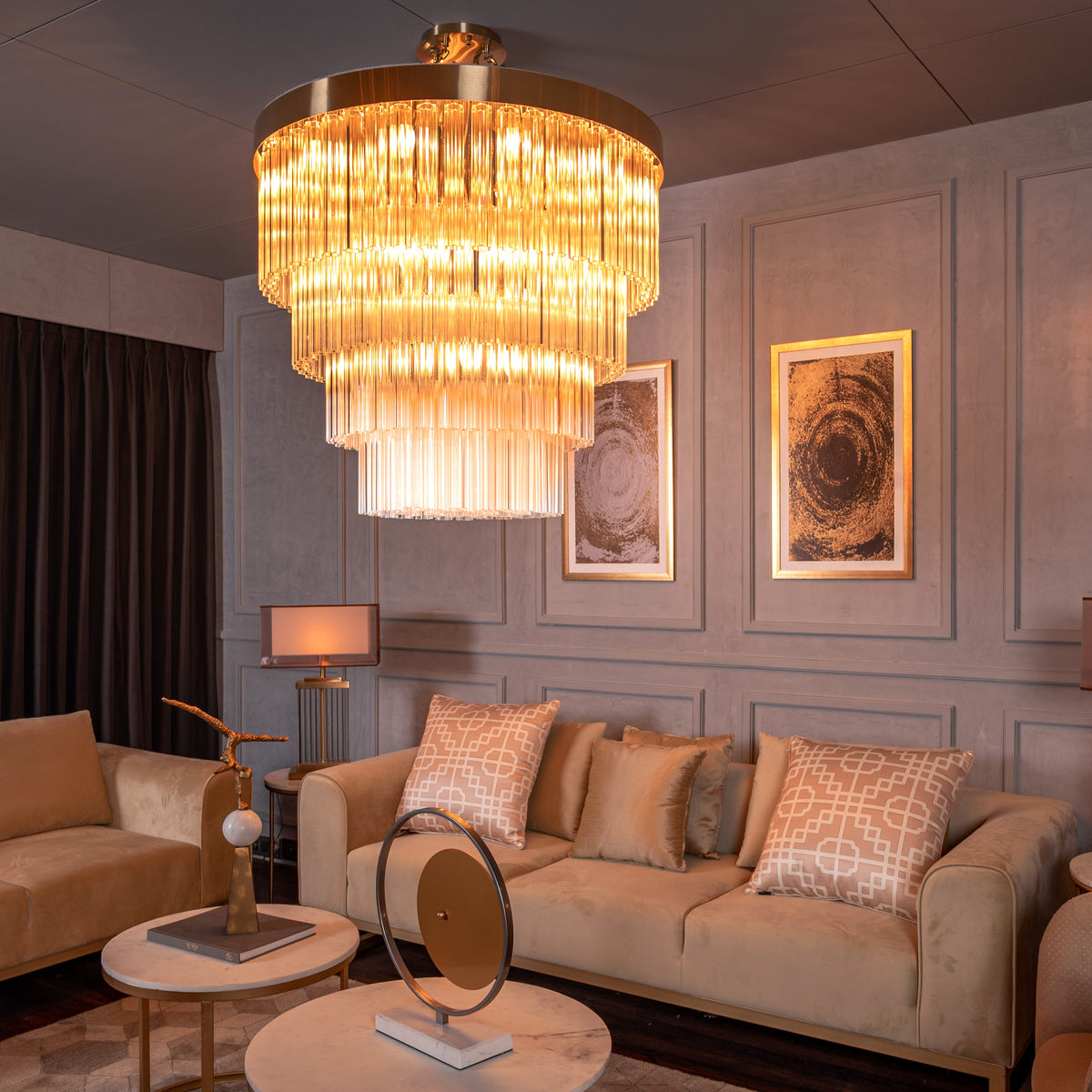 Red Carpet (Large, Round, Gold) Crystal Chandelier