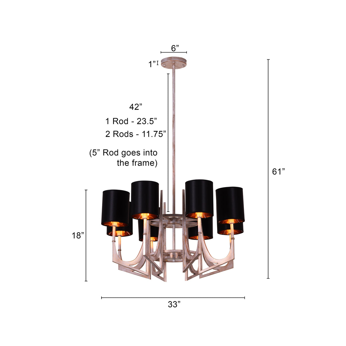 Calm In Chaos (Large, Vintage Gold, Black) Chandelier