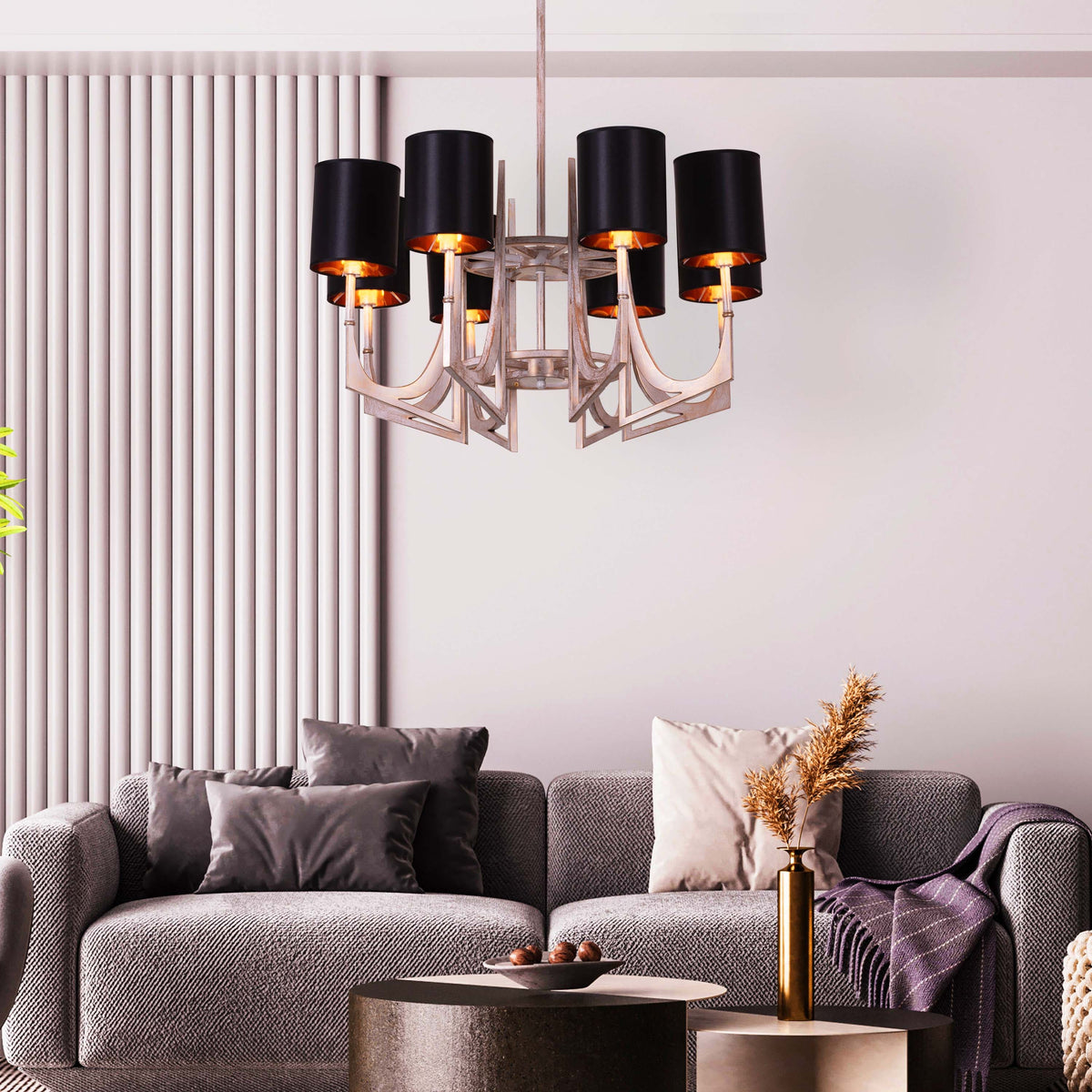 Calm In Chaos (Large, Vintage Gold, Black) Chandelier