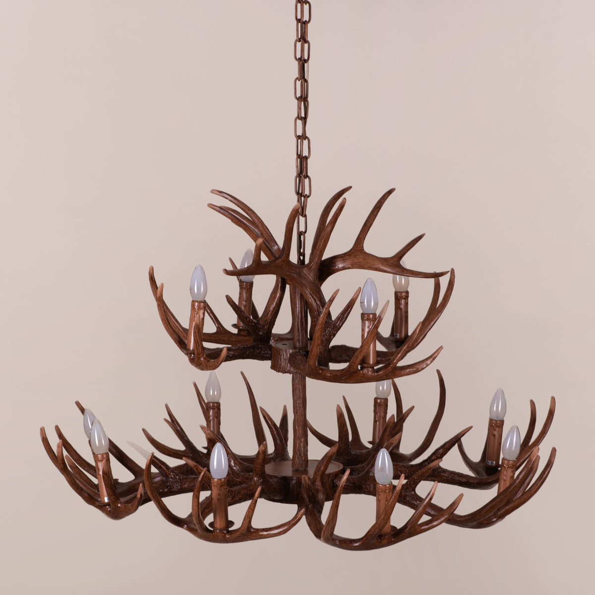 Ski Season (Large, Brown) Antler Chandelier