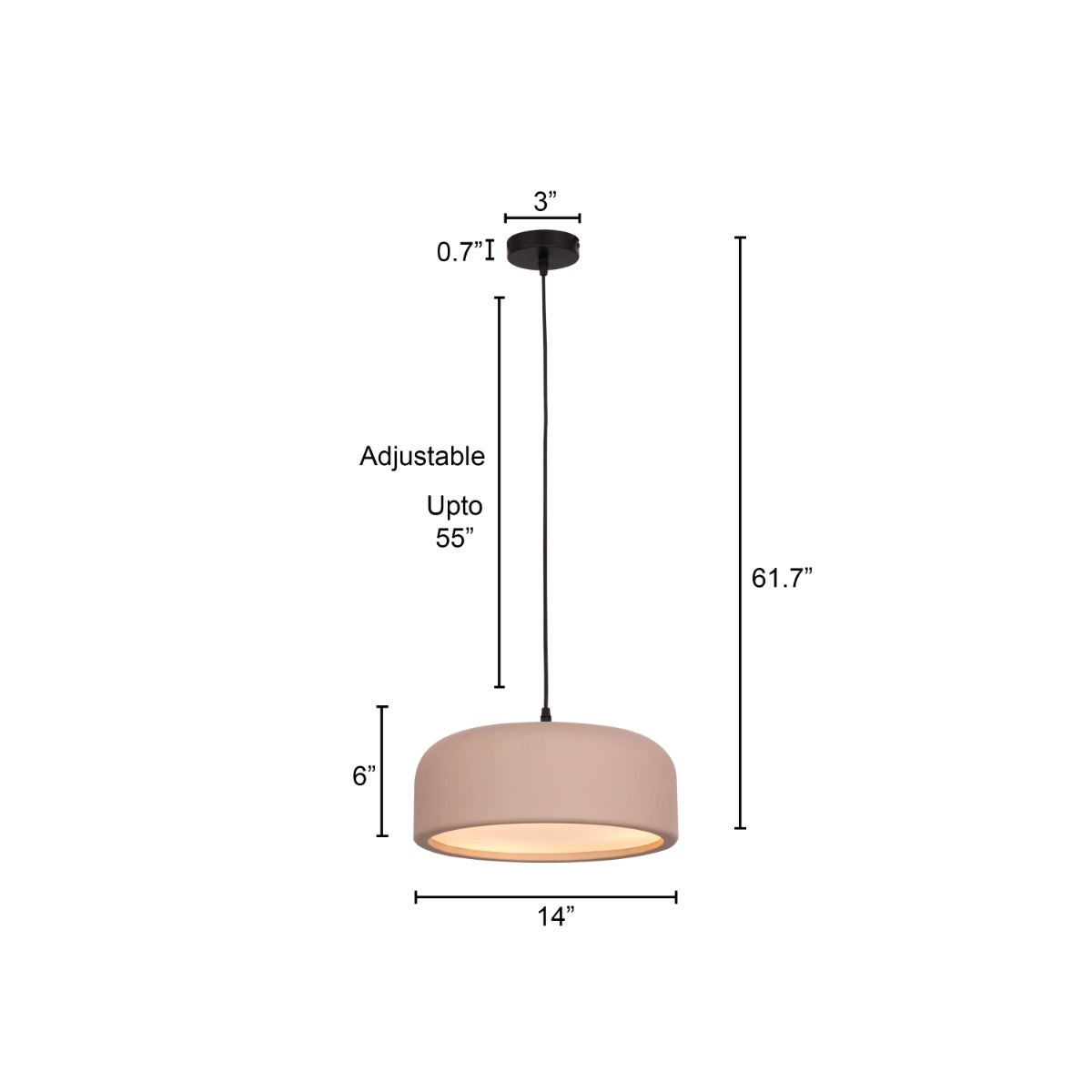 Artistic (14", Khakhi) Pendant Light