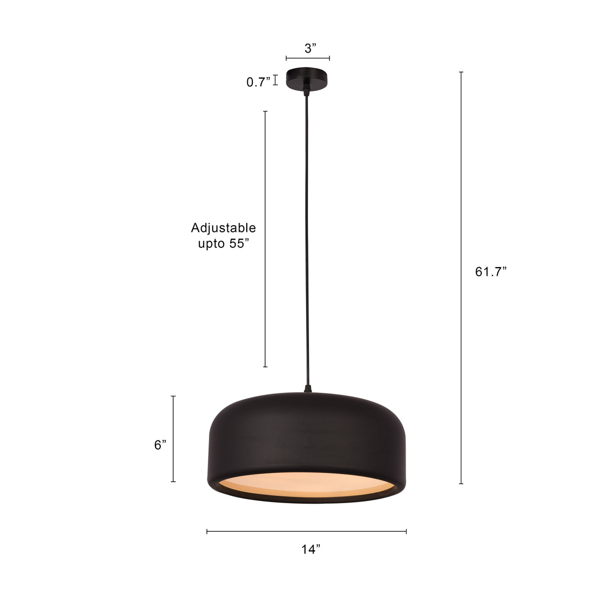 Artistic (14", Black) Pendant Light