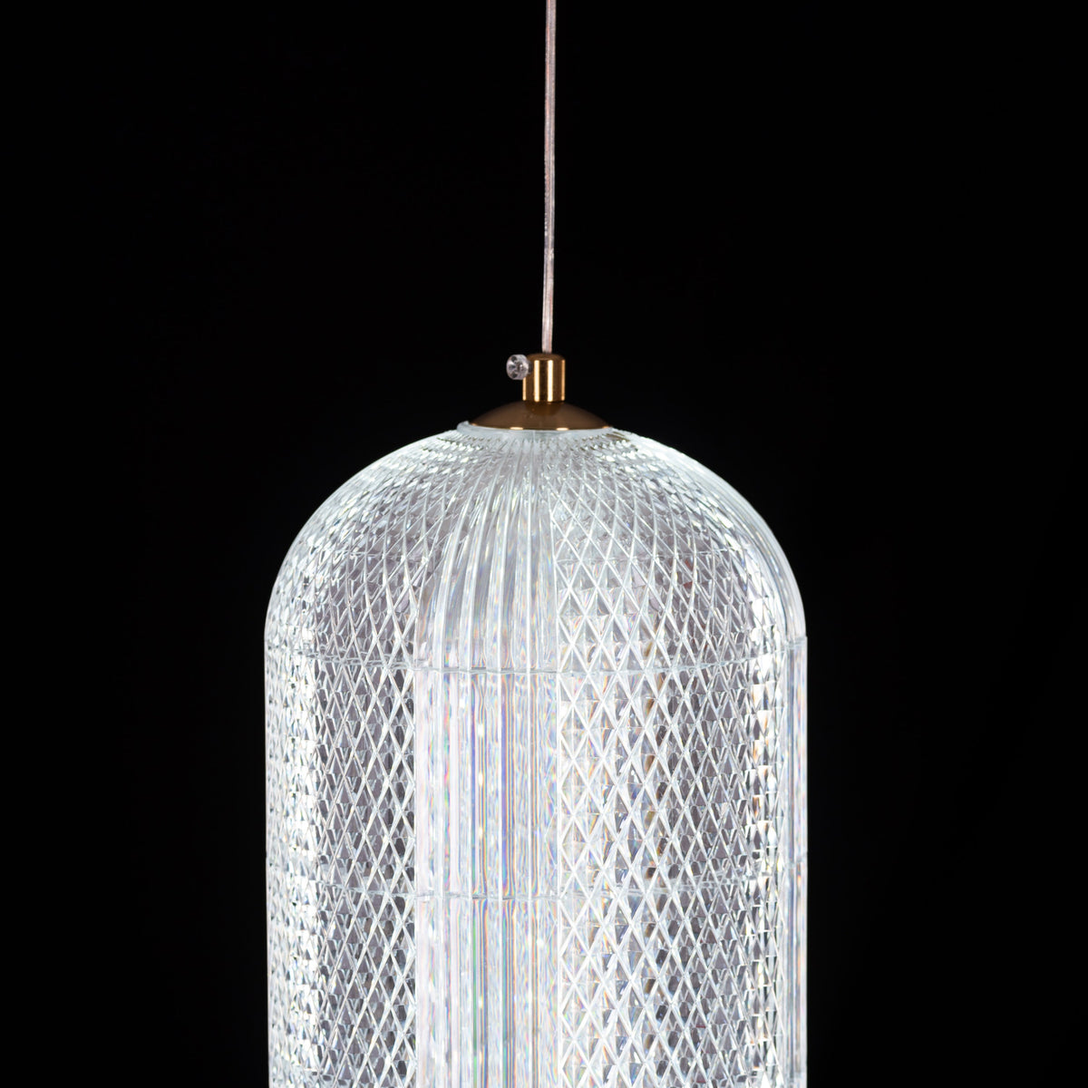 Yellow Diamond (Medium, Dimmable LED with Remote Control) Acrylic Textured Pendant Light
