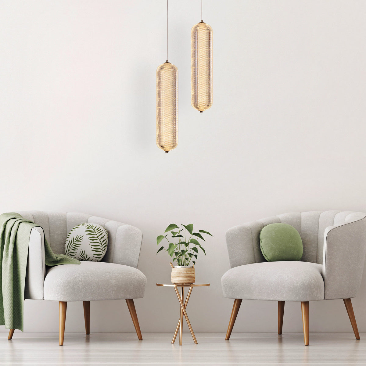 Yellow Diamond (Medium, Dimmable LED with Remote Control) Acrylic Textured Pendant Light
