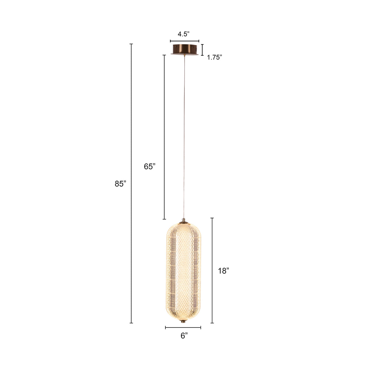 Yellow Diamond (Small, Dimmable LED with Remote Control) Acrylic Textured Pendant Light