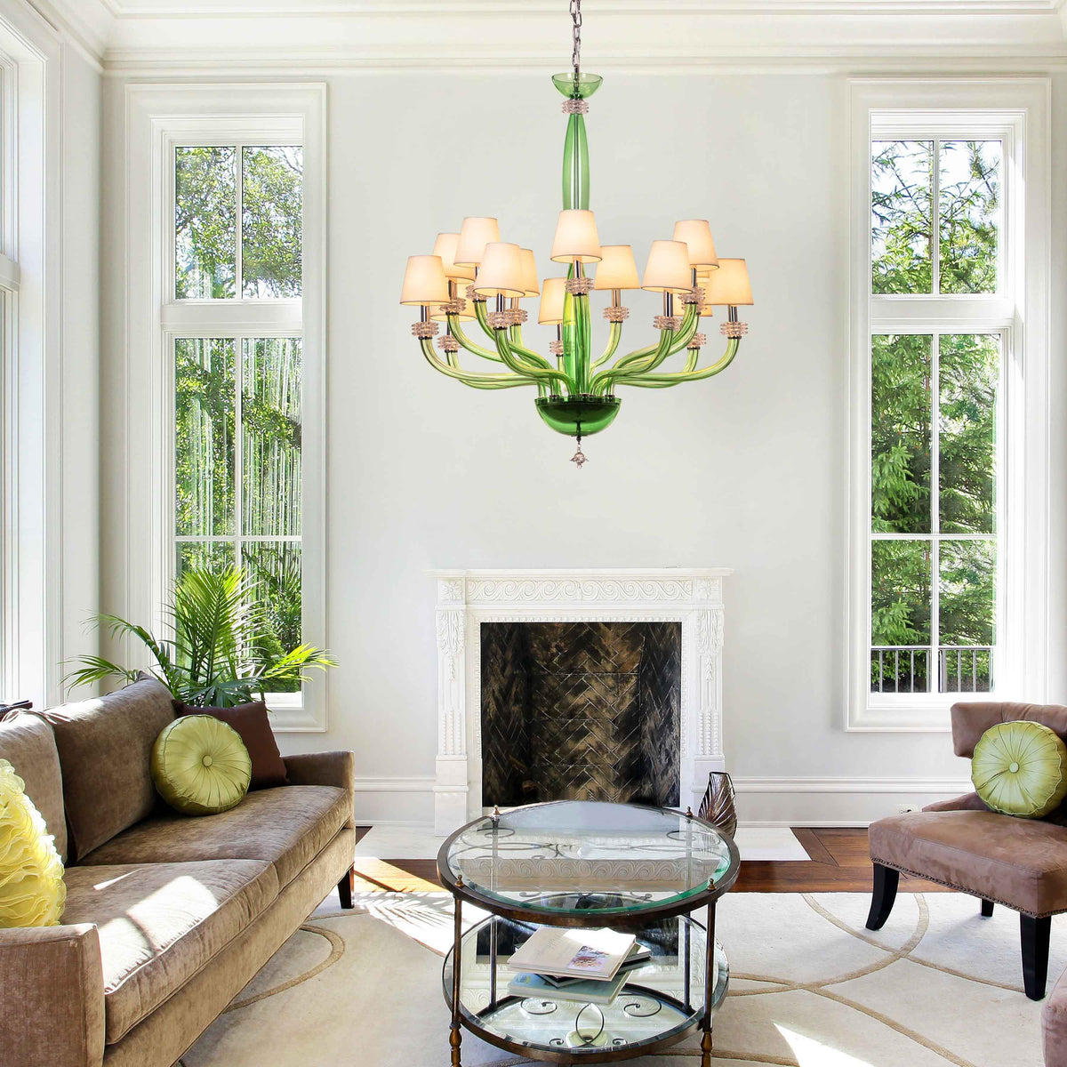 Made In Heaven (Large, Green, White) Glass Chandelier