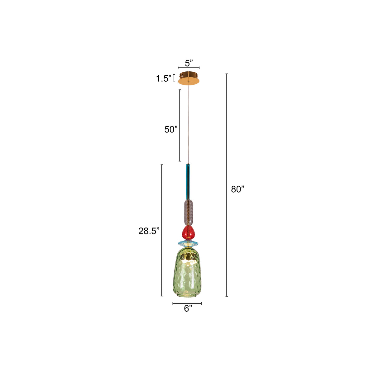 Forbidden Fruit (Green, Built-In LED) Glass Pendant Light