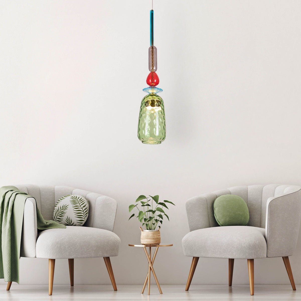 Forbidden Fruit (Green, Built-In LED) Glass Pendant Light