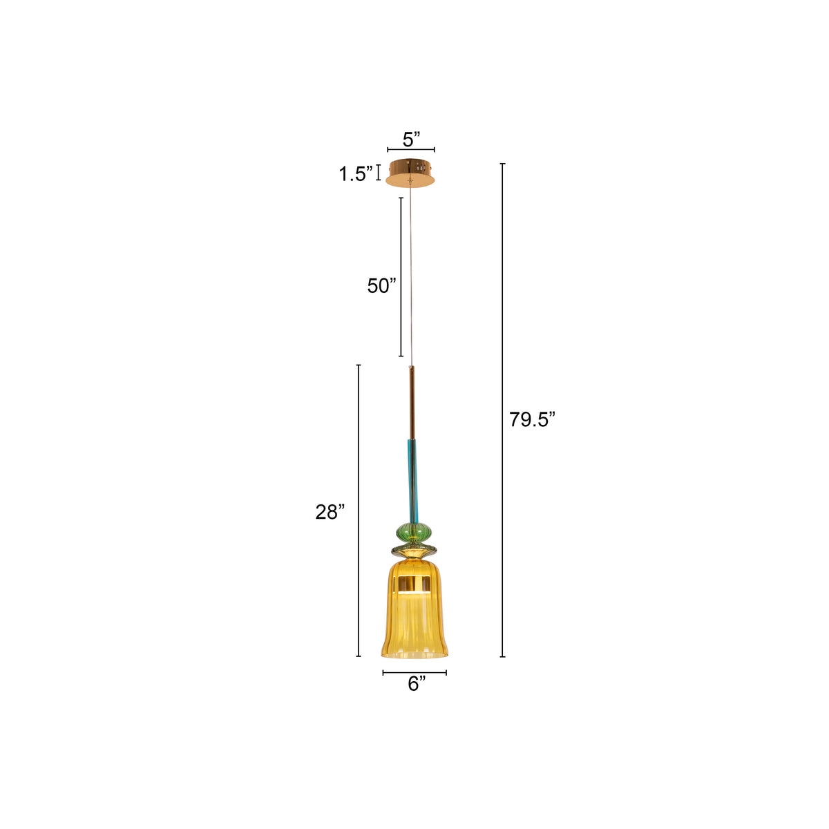 Tropical Treat (Gold, Built-In LED) Glass Pendant Light