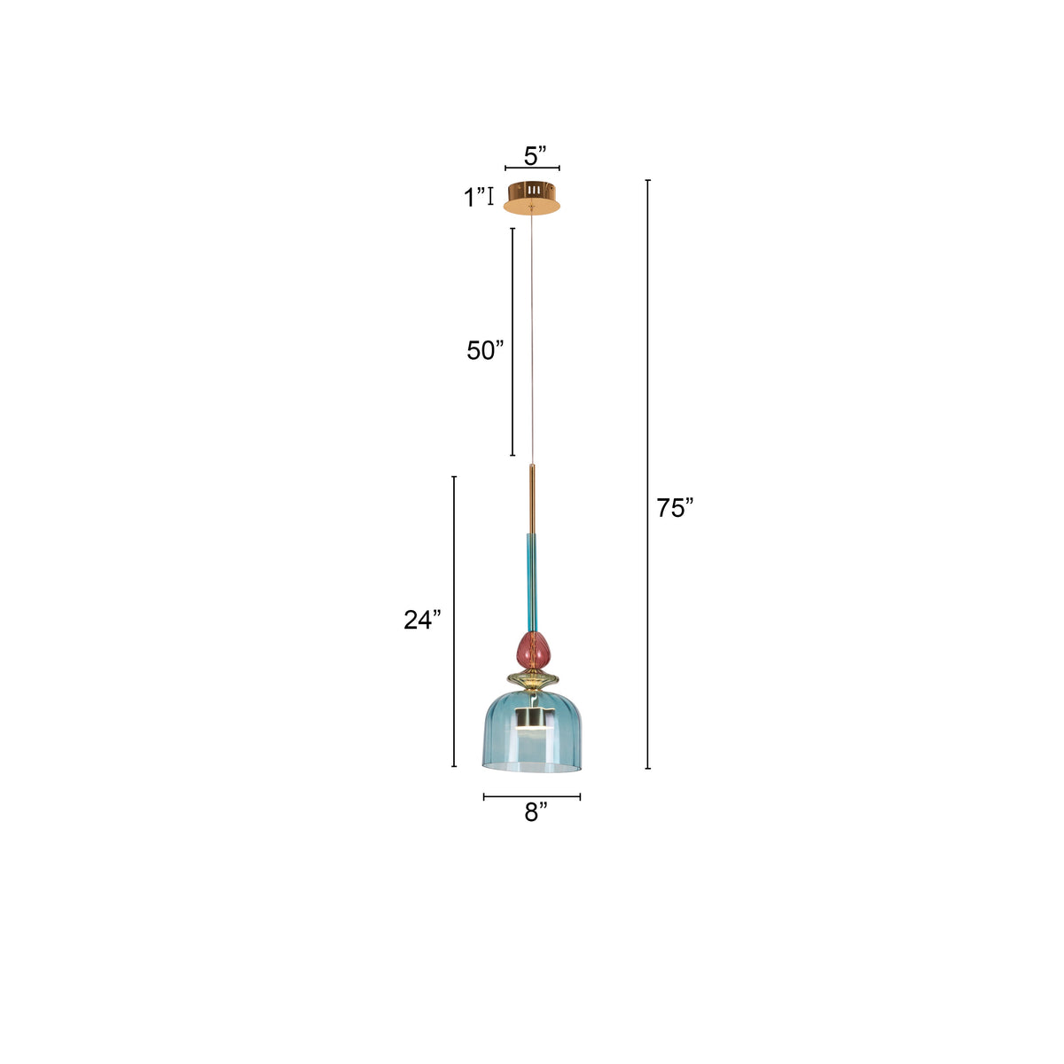 Paradise Blues (Built-In LED) Glass Pendant Light