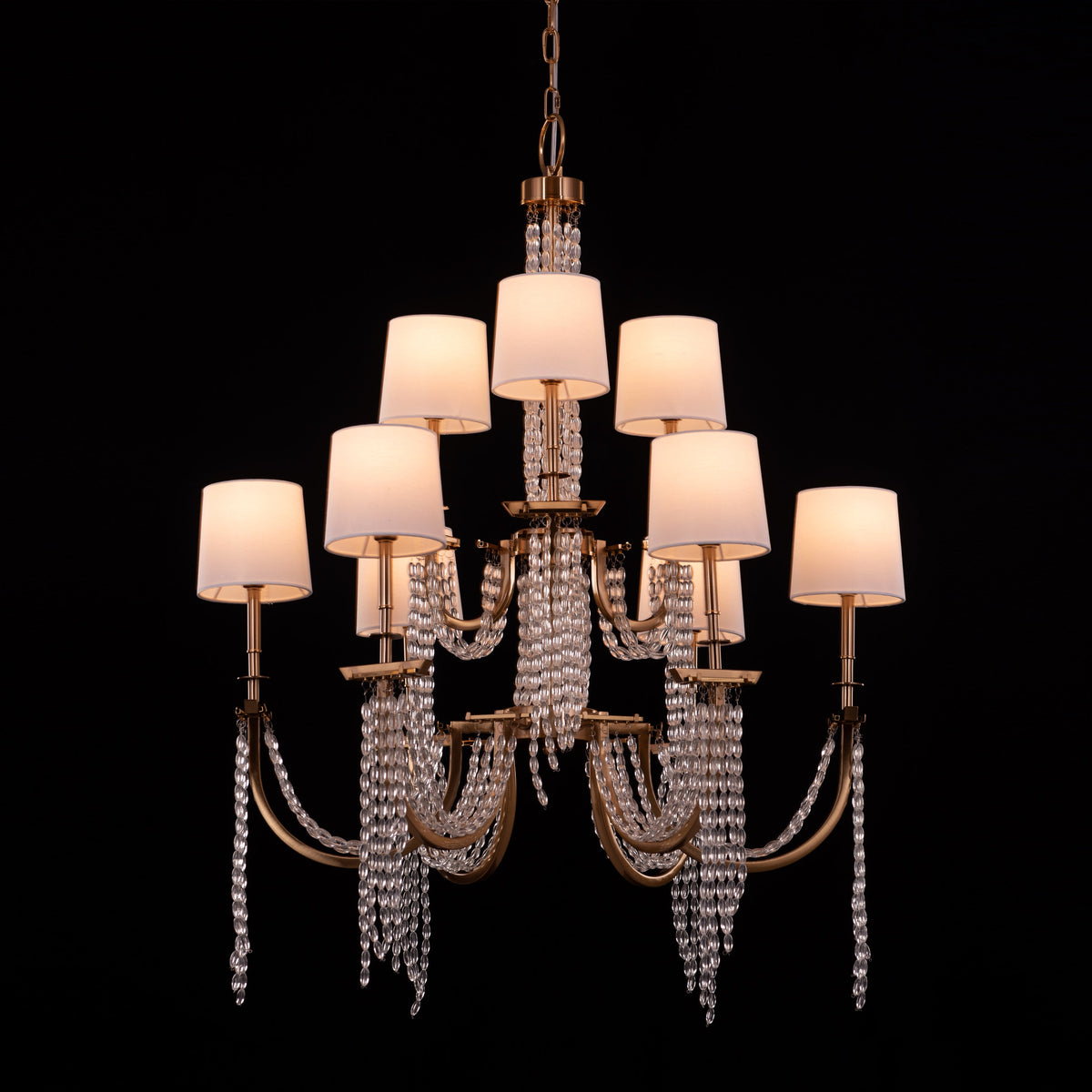 Cupid's Kiss (Gold) Crystal Double Height Chandelier