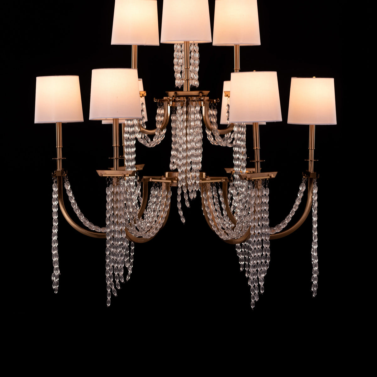 Cupid's Kiss (Gold) Crystal Double Height Chandelier
