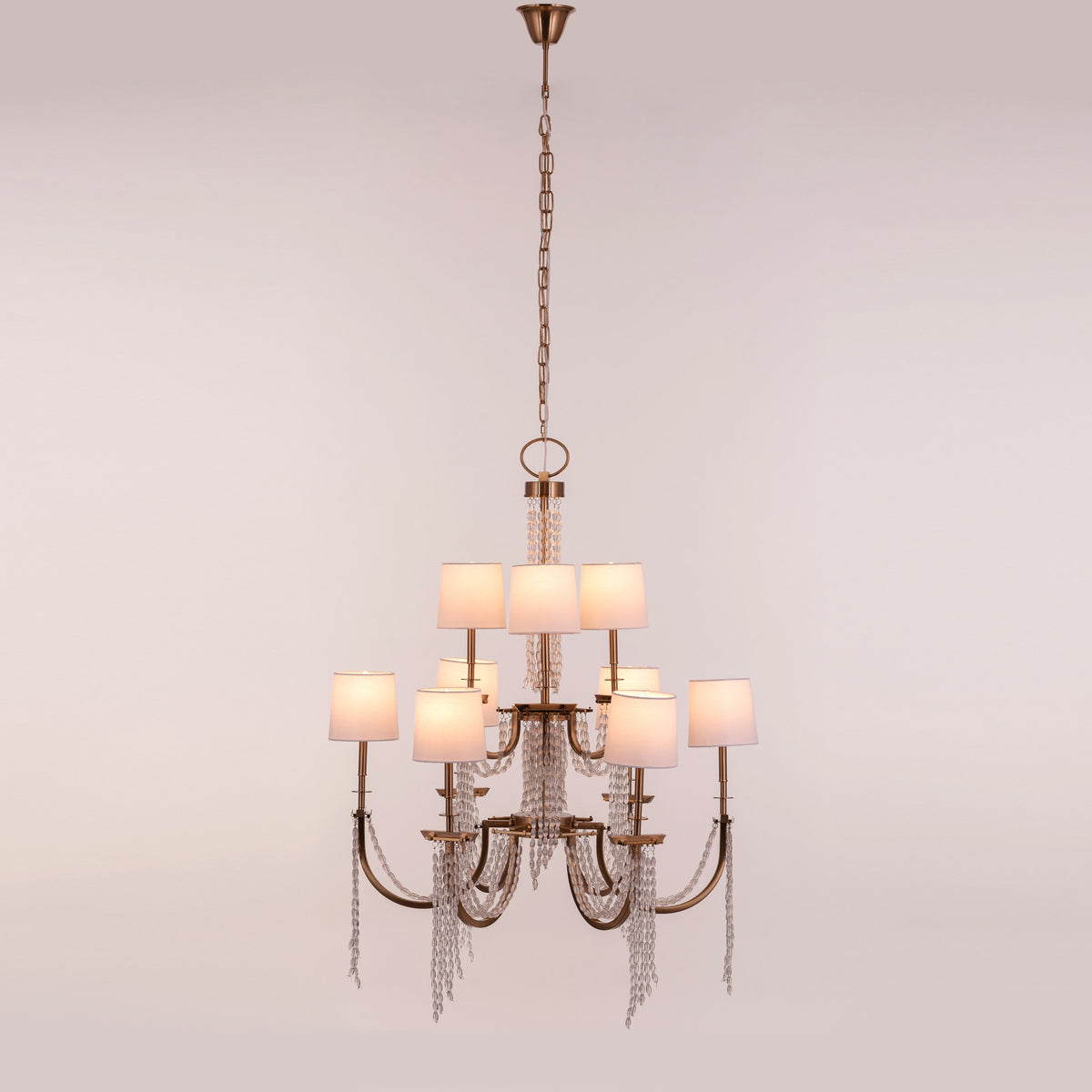 Cupid's Kiss (Gold) Crystal Double Height Chandelier
