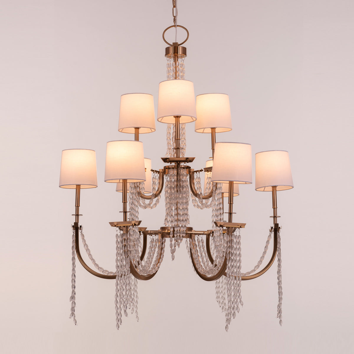 Cupid's Kiss (Gold) Crystal Double Height Chandelier