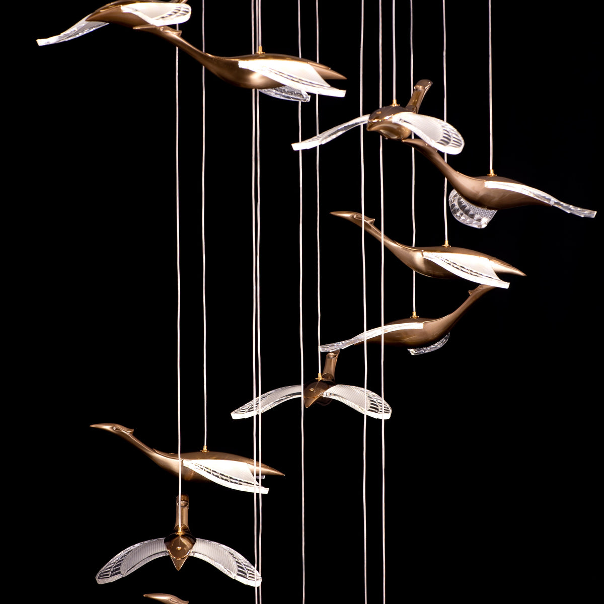 Before I Wake (Large, Gold, Dimmable LED with Remote Control) Double Height Chandelier