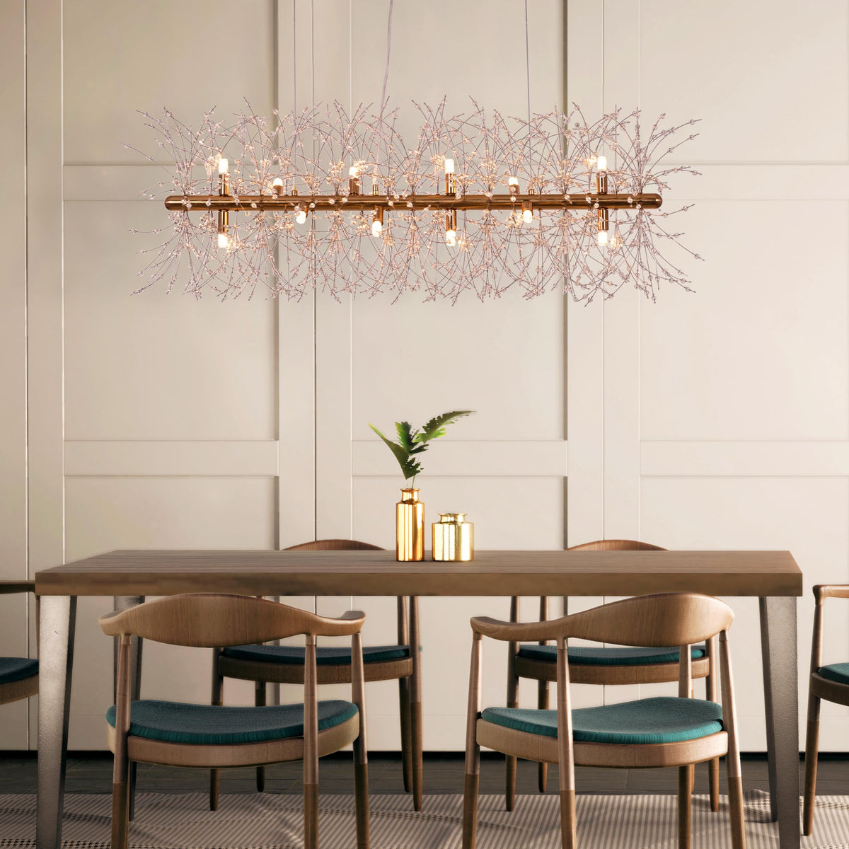 Touch The Clouds (Medium, Rectangular, Gold) Crystal Chandelier