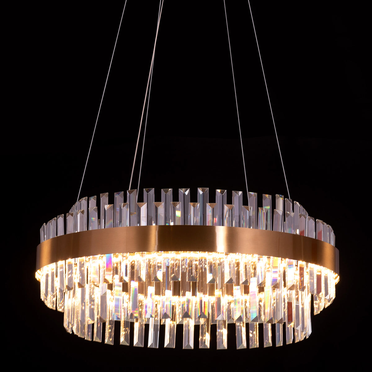 Love In Lisbon (Medium, Gold, Dimmable LED with Remote Control) Crystal Chandelier