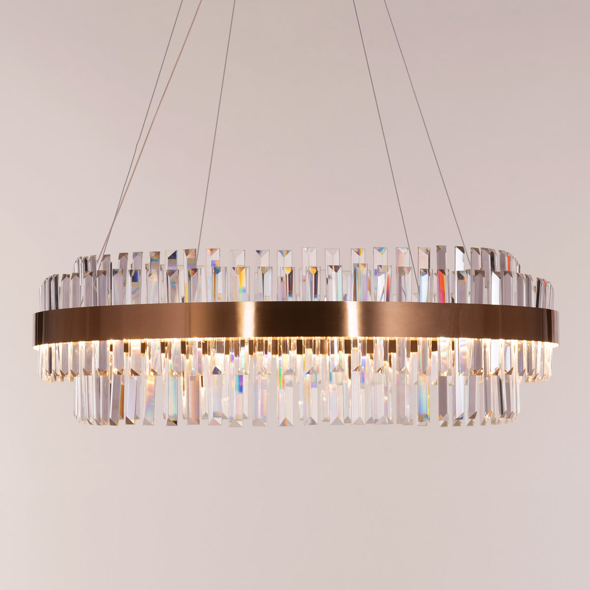 Love In Lisbon (Large, Gold, Dimmable LED with Remote Control) Crystal Chandelier