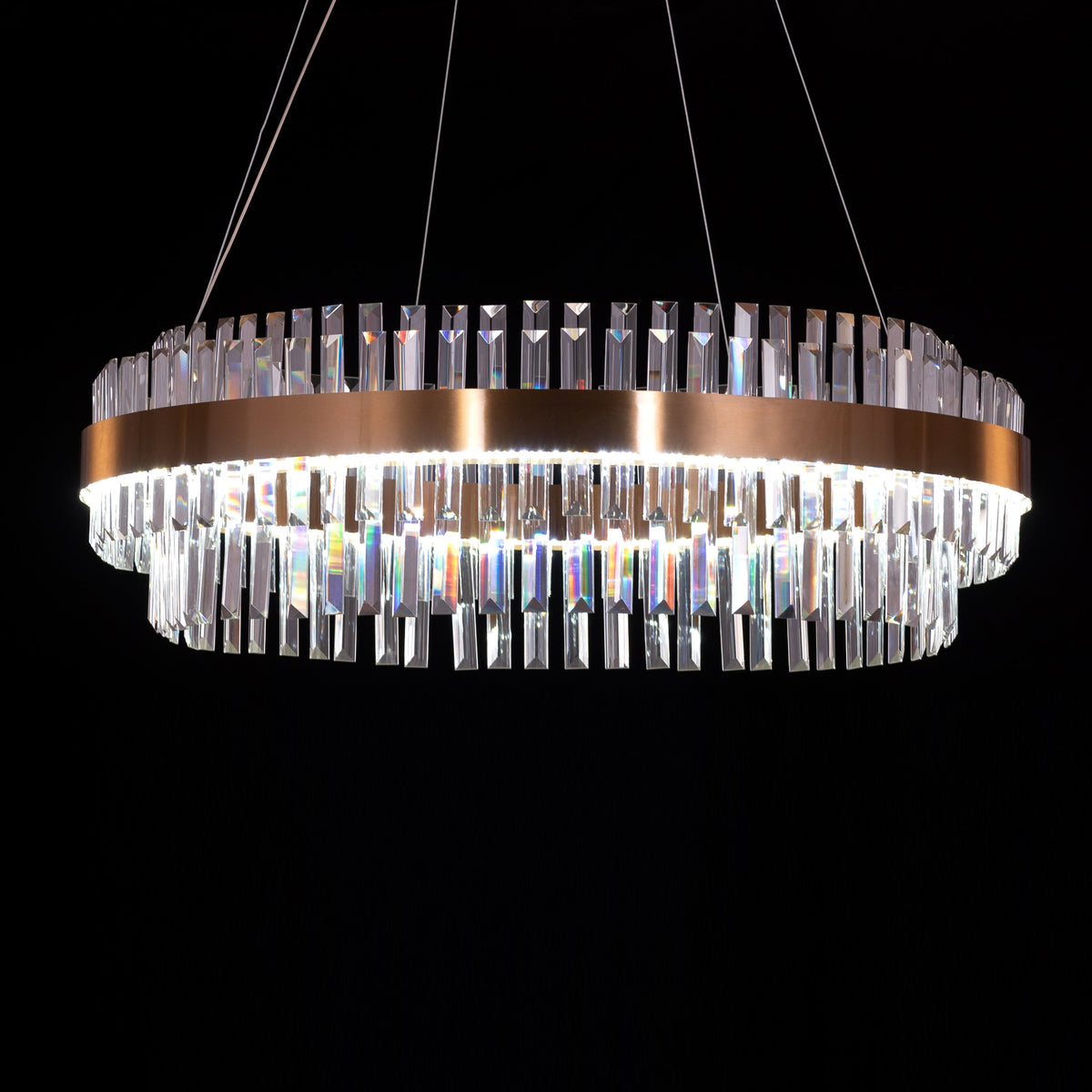 Love In Lisbon (Large, Gold, Dimmable LED with Remote Control) Crystal Chandelier