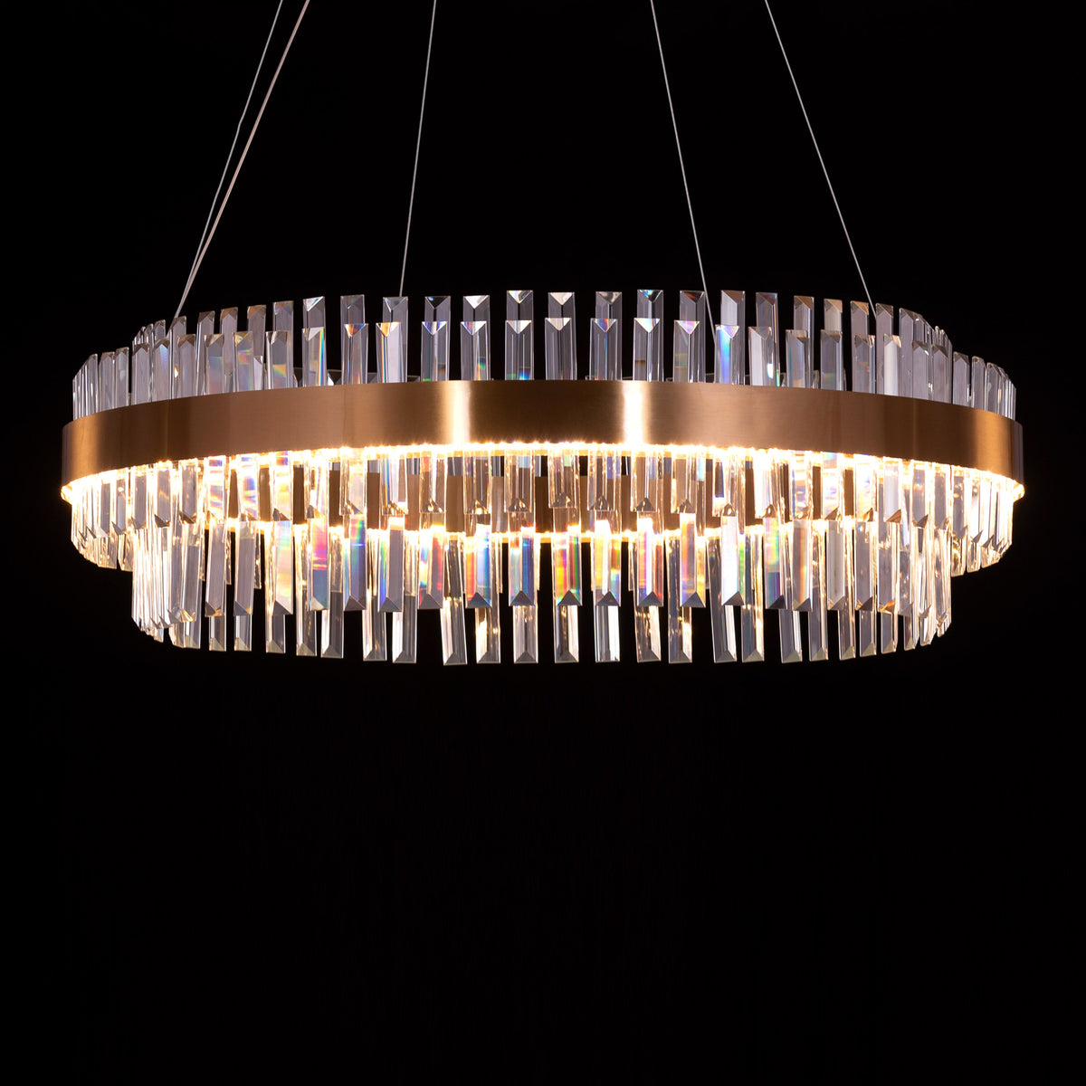 Love In Lisbon (Large, Gold, Dimmable LED with Remote Control) Crystal Chandelier