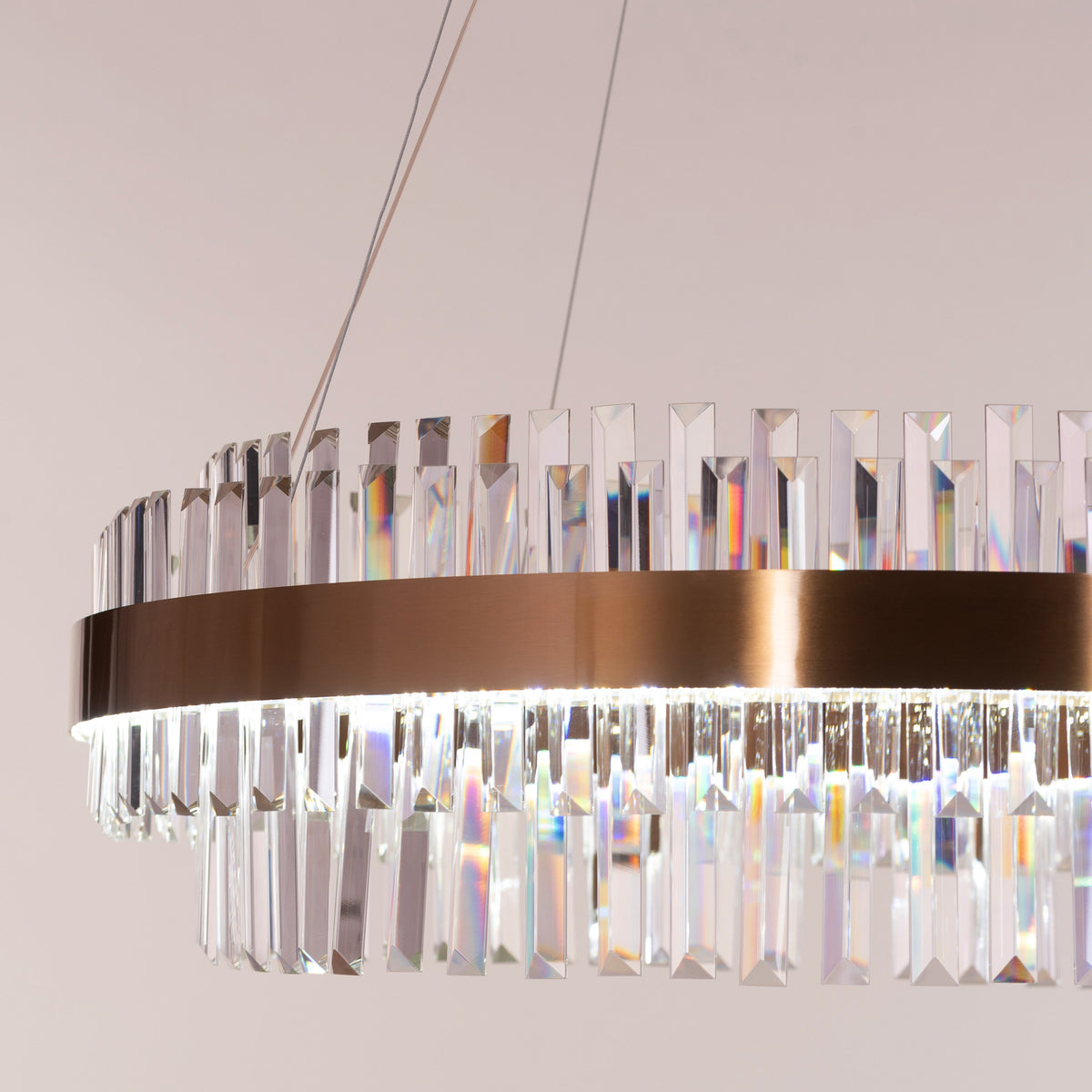 Love In Lisbon (Large, Gold, Dimmable LED with Remote Control) Crystal Chandelier