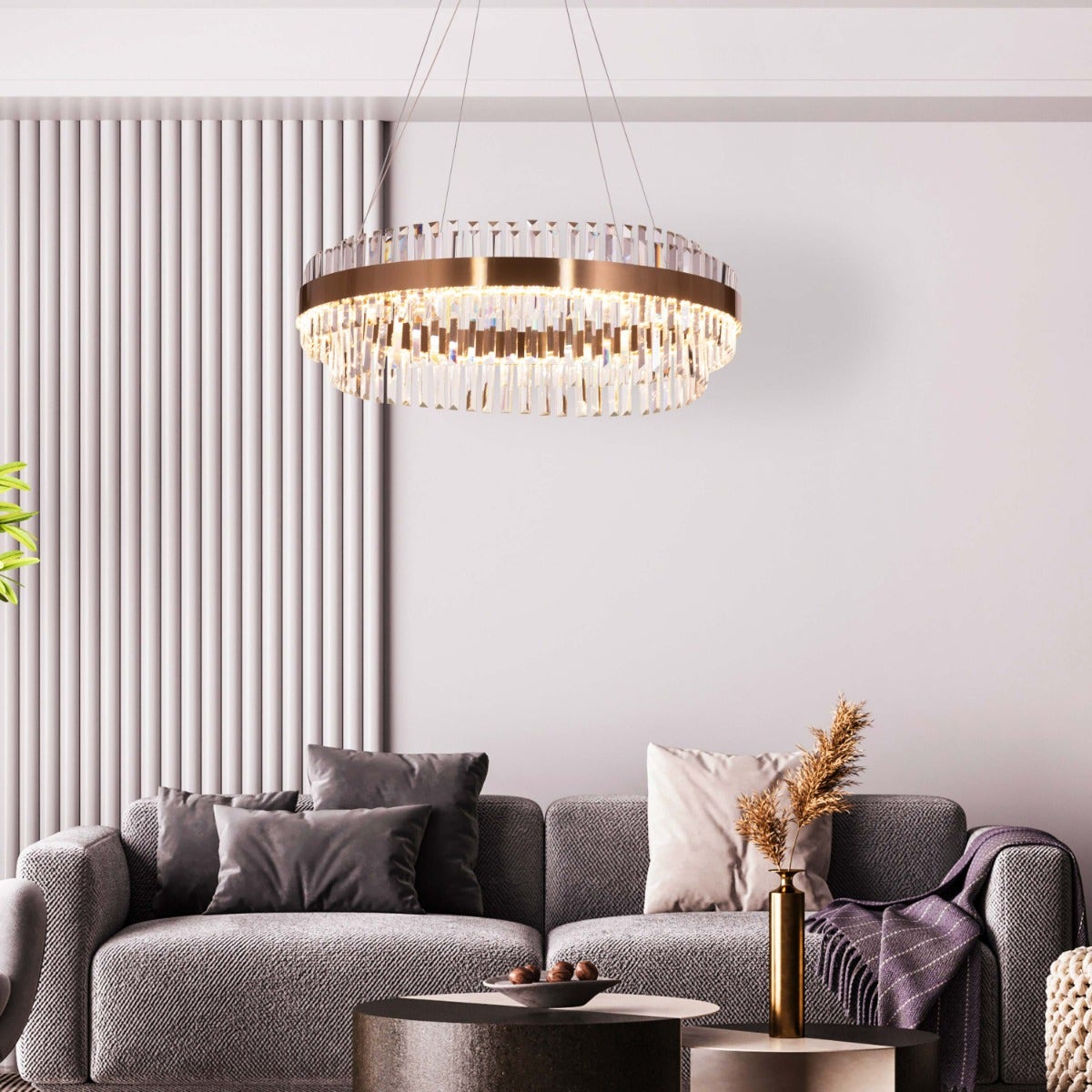 Love In Lisbon (Large, Gold, Dimmable LED with Remote Control) Crystal Chandelier