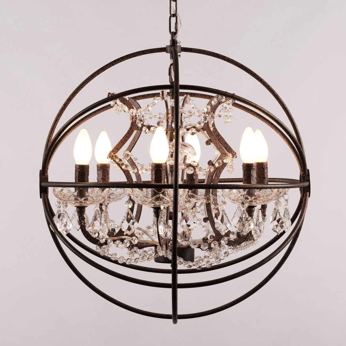 Moonlight Rendezvous (Small, Antique Rust) Crystal Chandelier
