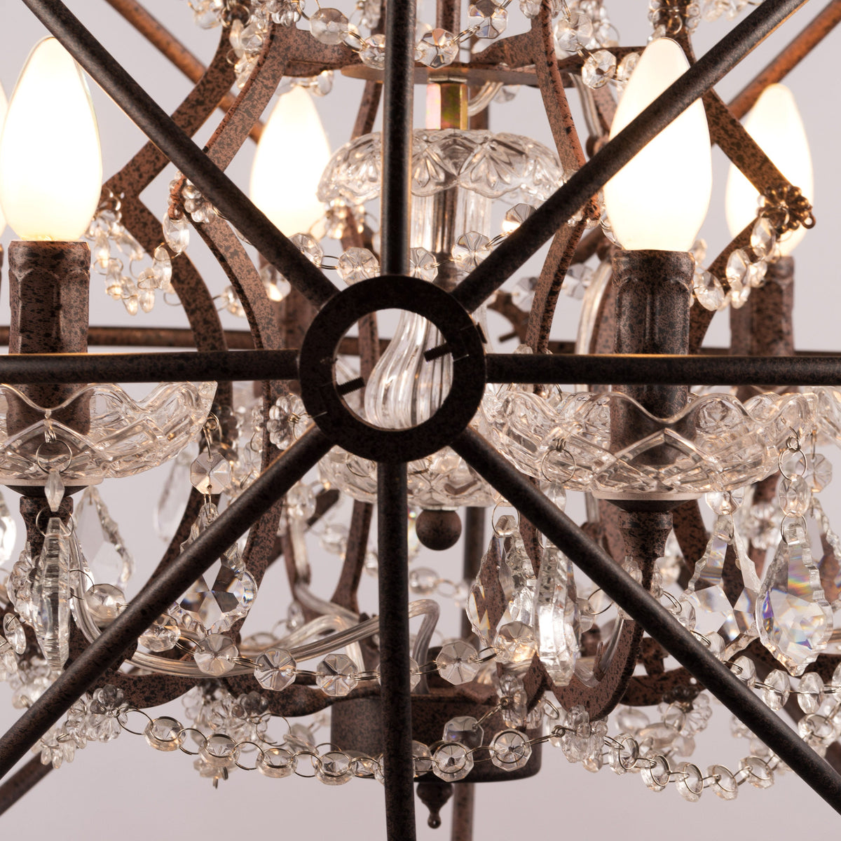 Moonlight Rendezvous (Small, Antique Rust) Crystal Chandelier