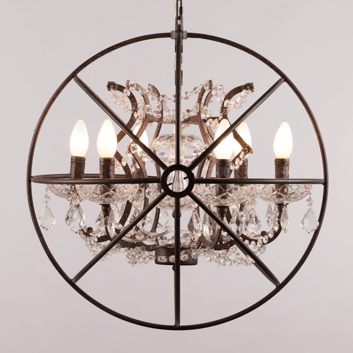 Moonlight Rendezvous (Small, Antique Rust) Crystal Chandelier