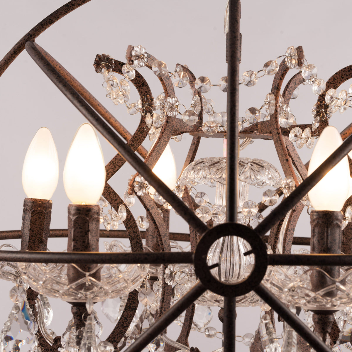 Moonlight Rendezvous (Small, Antique Rust) Crystal Chandelier
