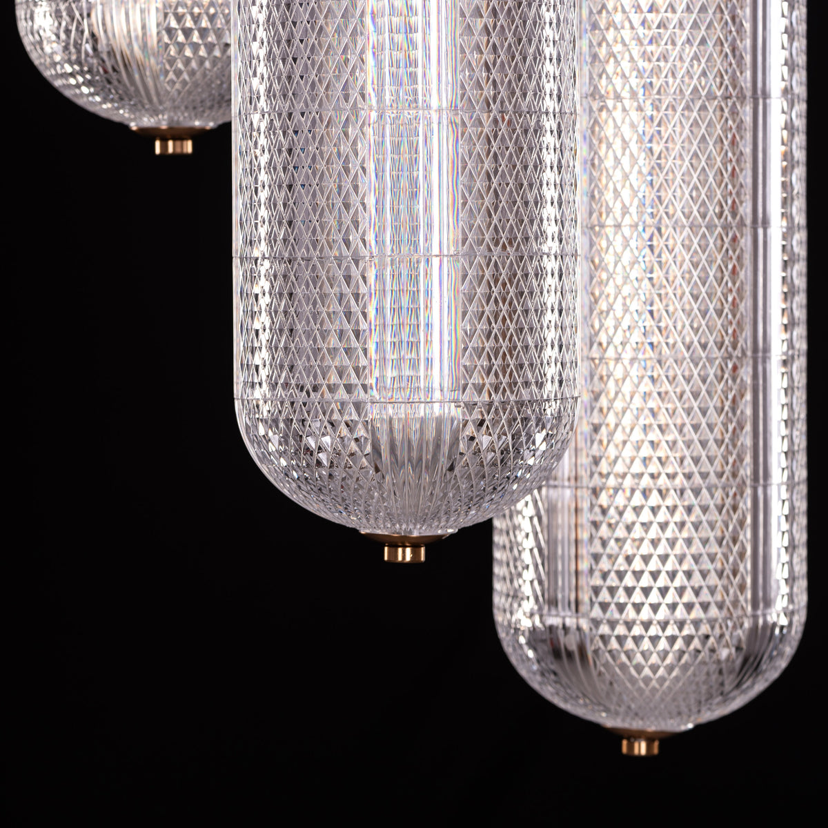 ثريا صفراء ماسية (3 رؤوس، LED قابلة للتعتيم مع ريموت كنترول) أكريليك ذات نسيج مزخرف