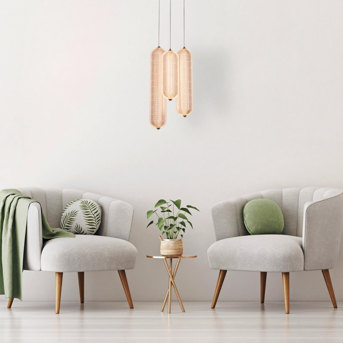 Yellow Diamond (3 Head, Dimmable LED with Remote Control) Acrylic Textured Chandelier