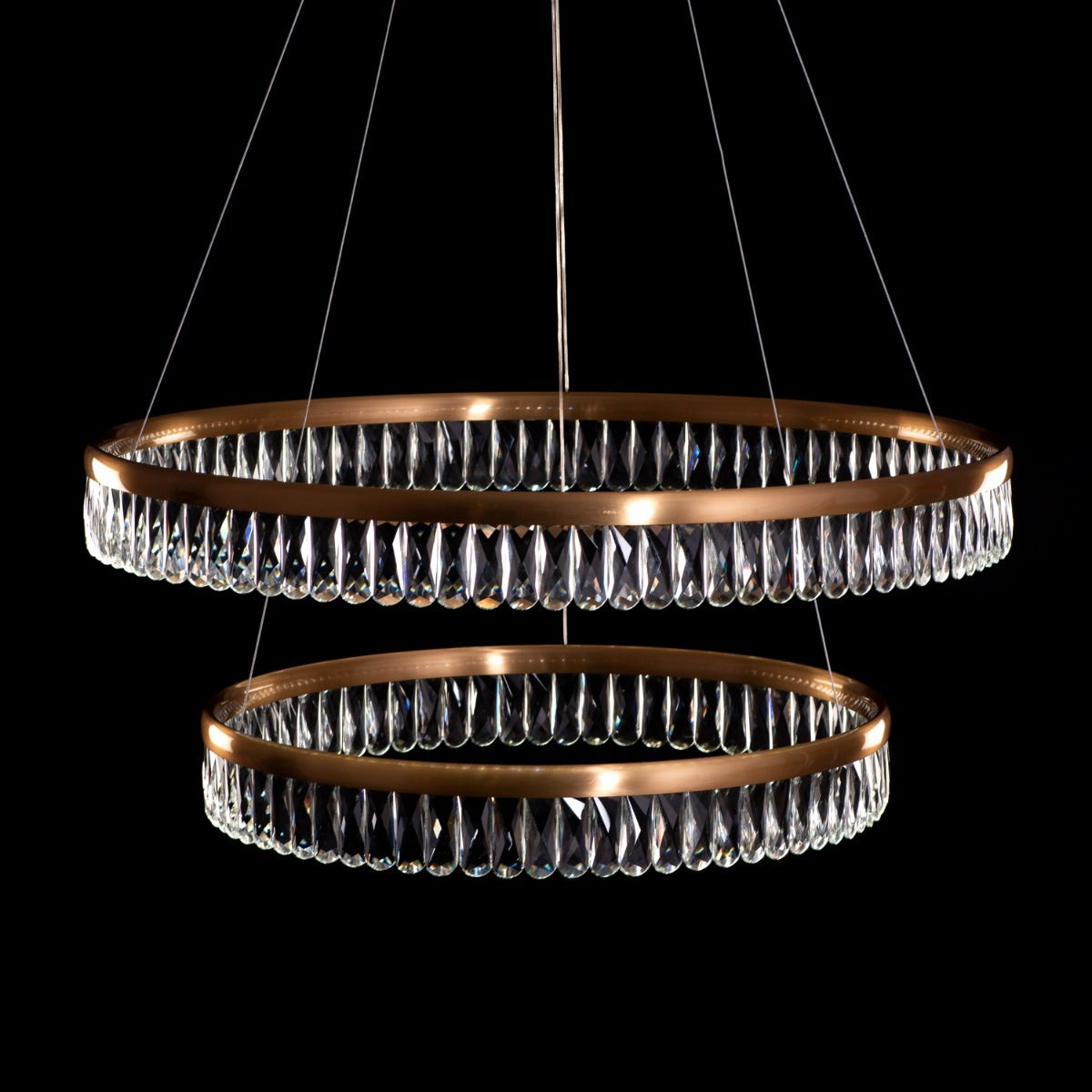 Through The Fire (Large, Gold, Dimmable LED with Remote Control) 2- Layer Crystal Chandelier