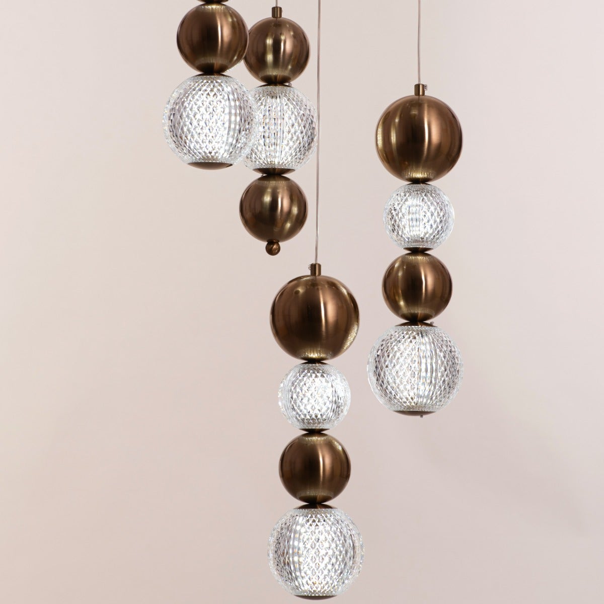 Meant For Me (Gold, Dimmable LED with Remote Control) Double Height Chandelier