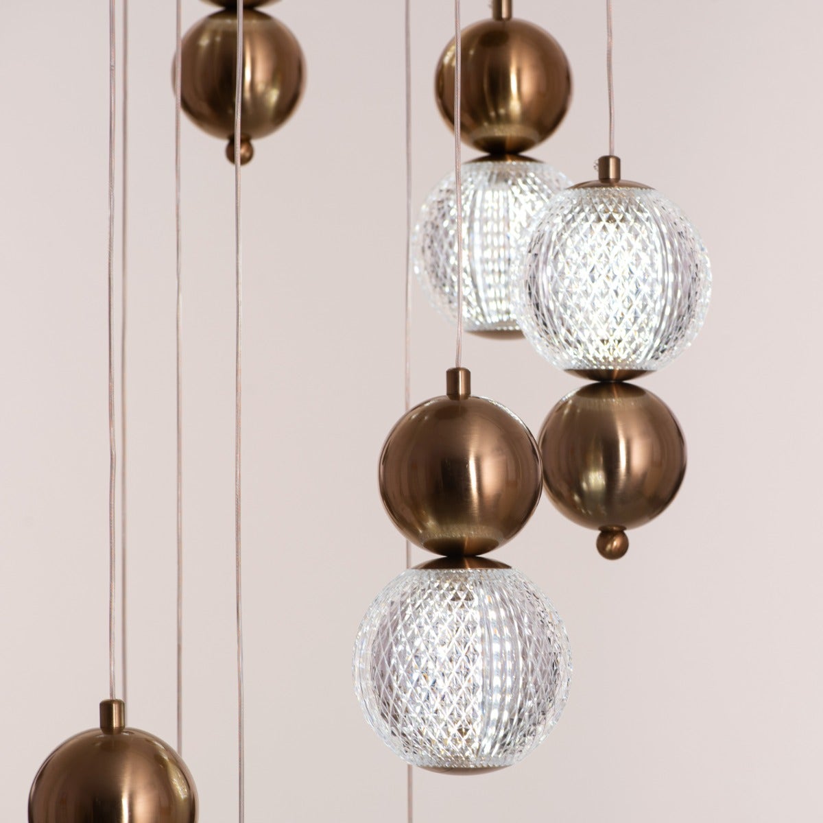 Meant For Me (Gold, Dimmable LED with Remote Control) Double Height Chandelier