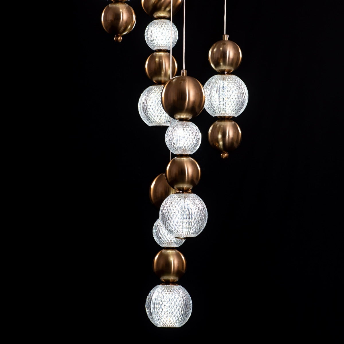 Meant For Me (Gold, Dimmable LED with Remote Control) Double Height Chandelier