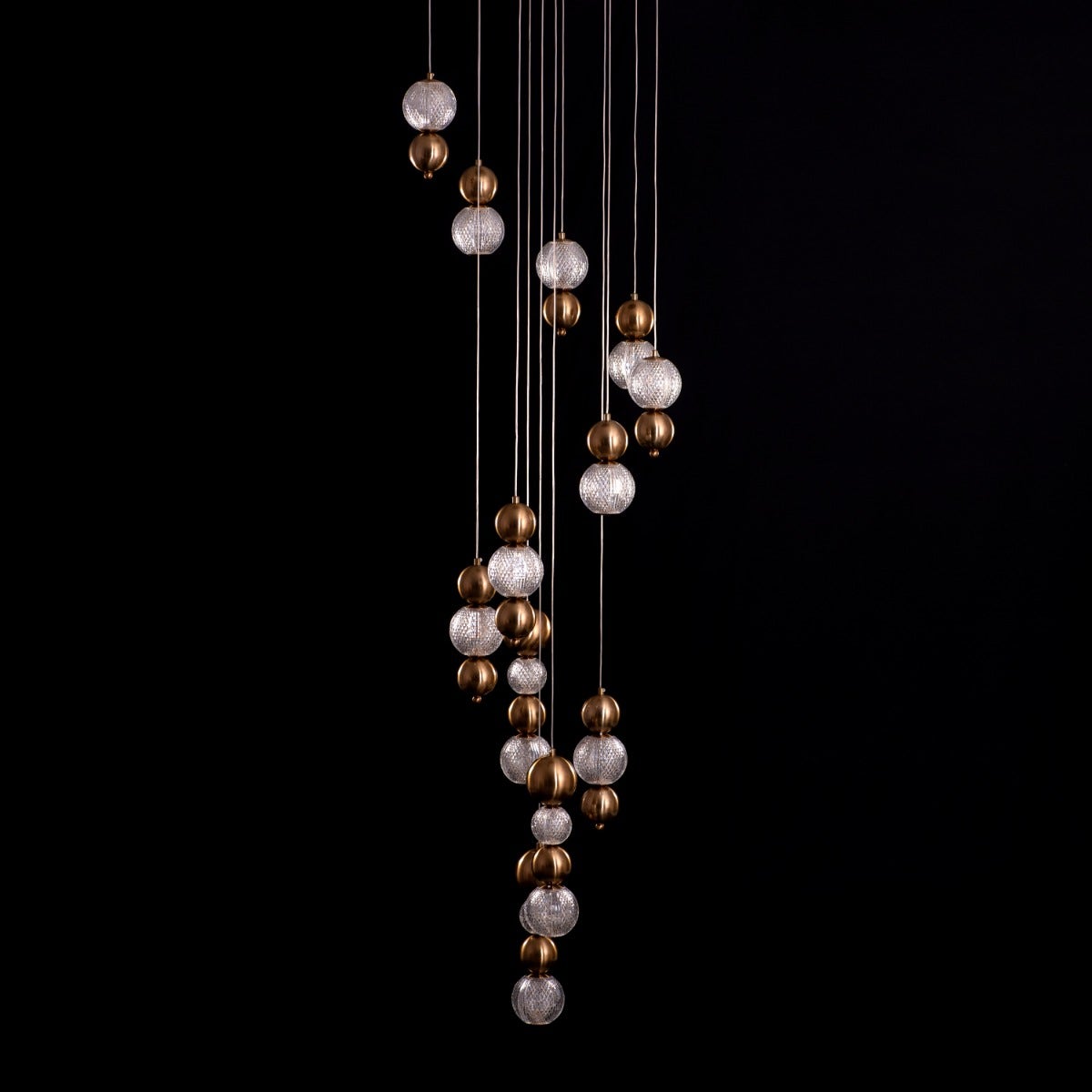 Meant For Me (Gold, Dimmable LED with Remote Control) Double Height Chandelier