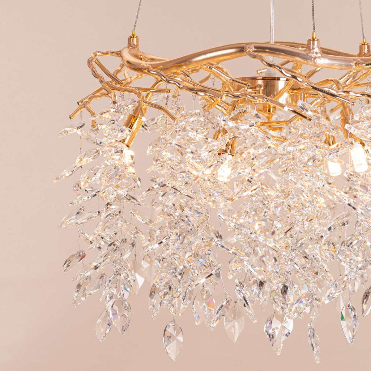 Moral Of The Story (Small, Gold) Tree Branch Crystal Chandelier