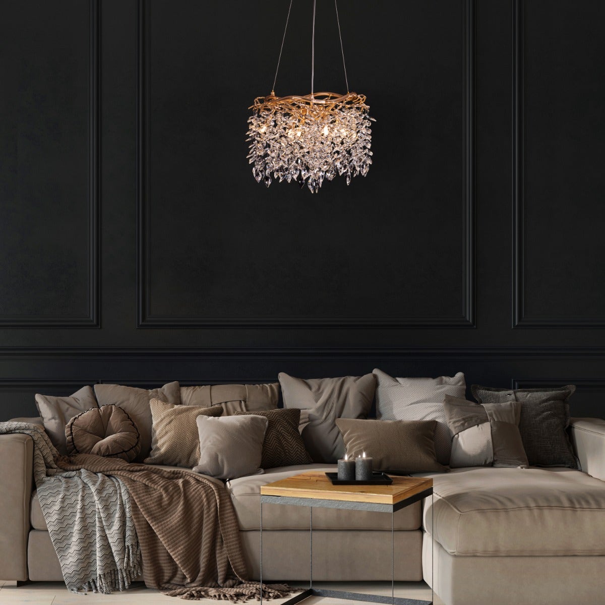 Moral Of The Story (Small, Gold) Tree Branch Crystal Chandelier