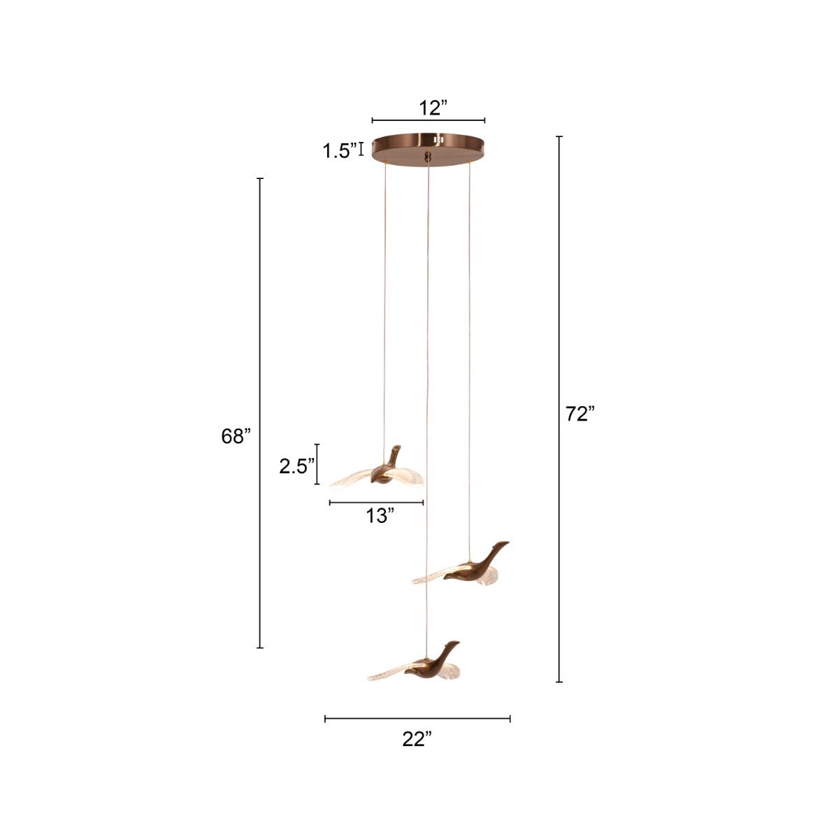 Before I wake (Small, Gold, Dimmable LED with Remote Control) Chandelier