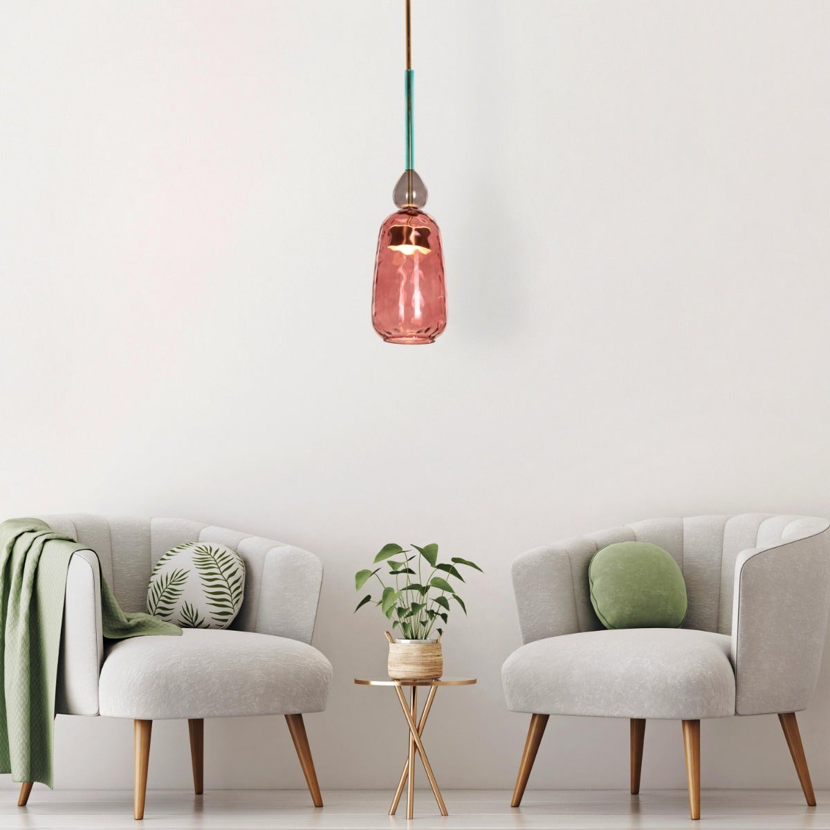 Cherry Bomb (Red, Built-In LED) Textured Glass Pendant Light