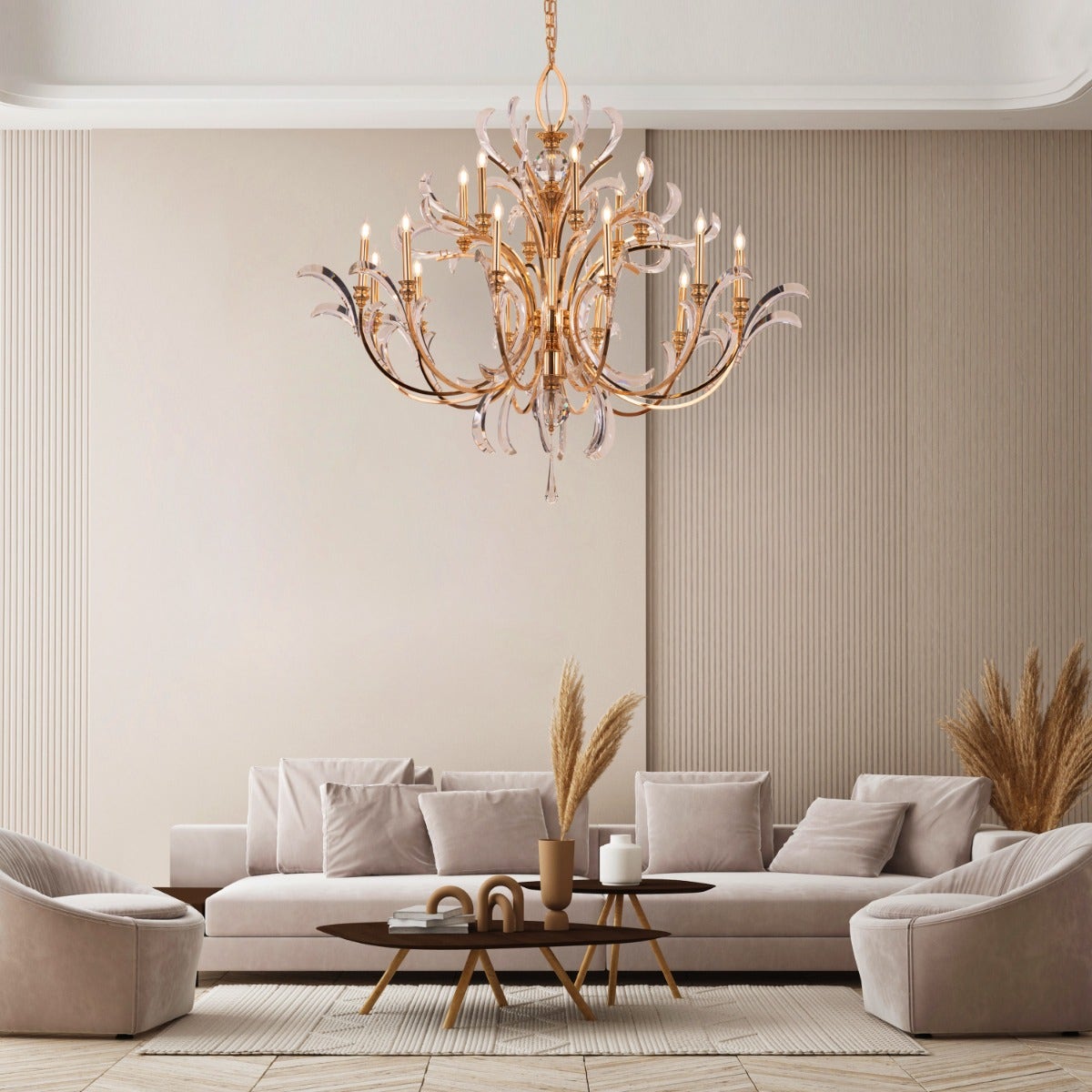 Fountain Of Fortune (Large, Gold) Crystal Chandelier