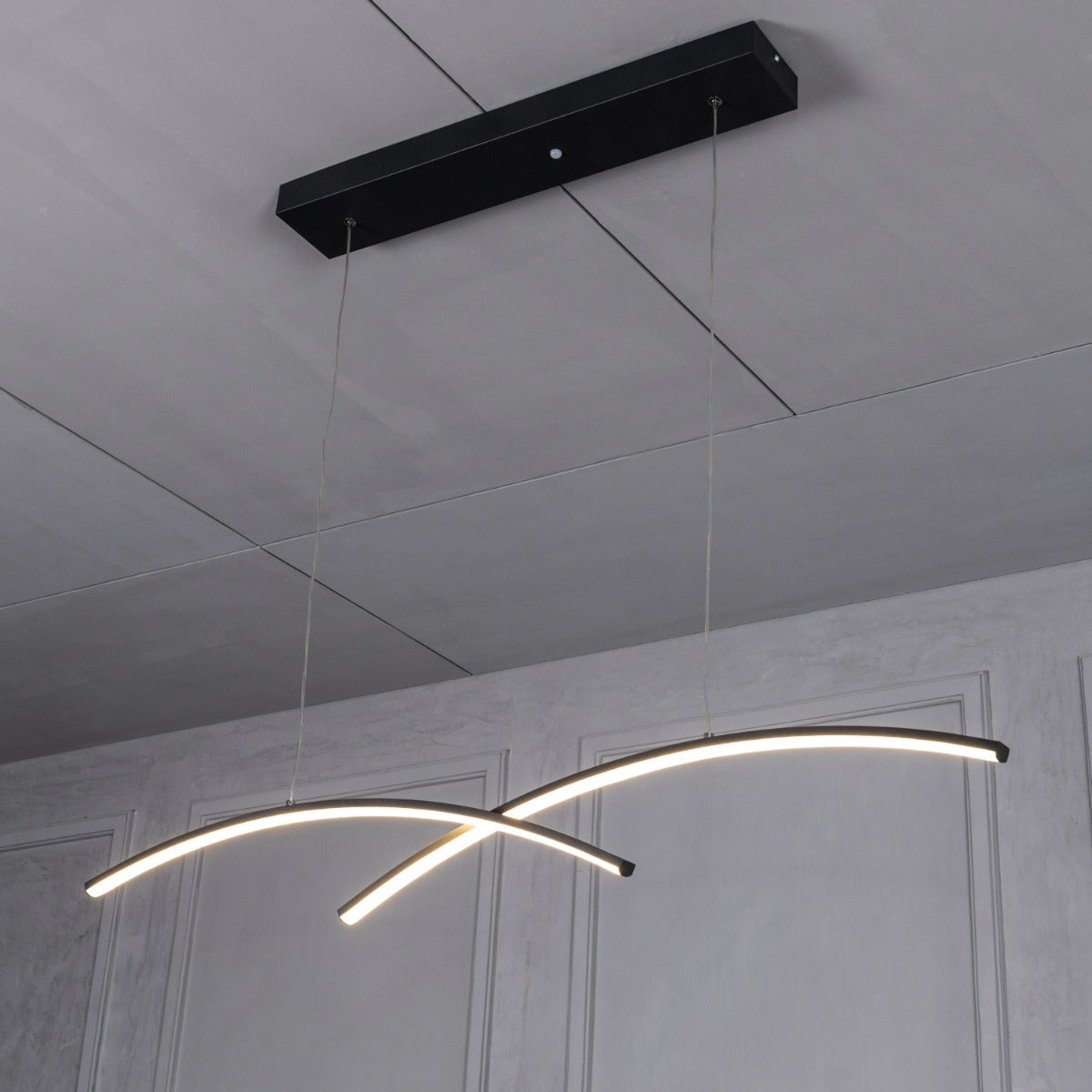 Half Mast (Large, Black, 3 Color Dimmable LED with Remote Control) Chandelier