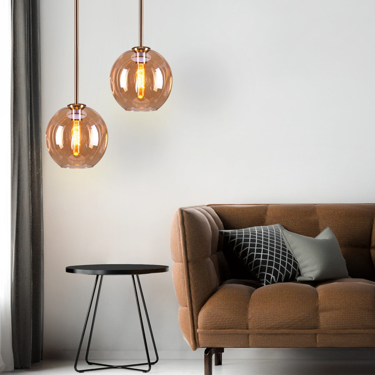 Tear Drop (Long, Amber, Gold) Glass Pendant Light